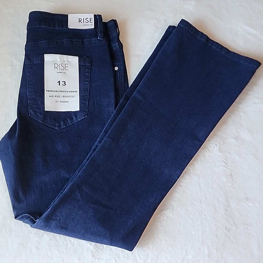 Rise  Dark  Premium Stretch Bootcut Jeans Mid Rise